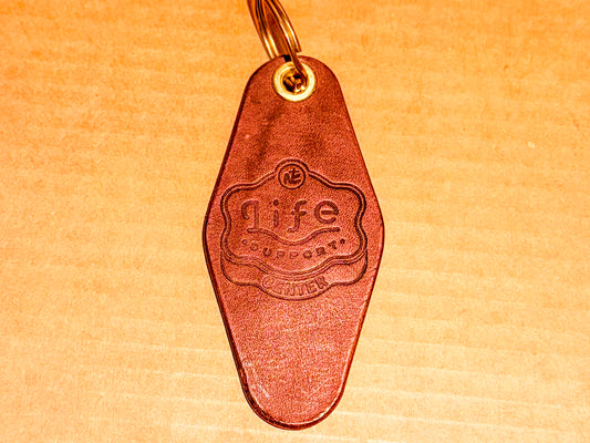 Hand‑Stamped Leather Key Fob – Classic Diamond‑Shaped Motel Key Design – Customizable Logo & Mink‑Oil Finish - Made In Wichita